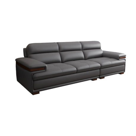 Luxury L-Shape Leather Stain Resistant Gray Comfort Sofa Image - 2