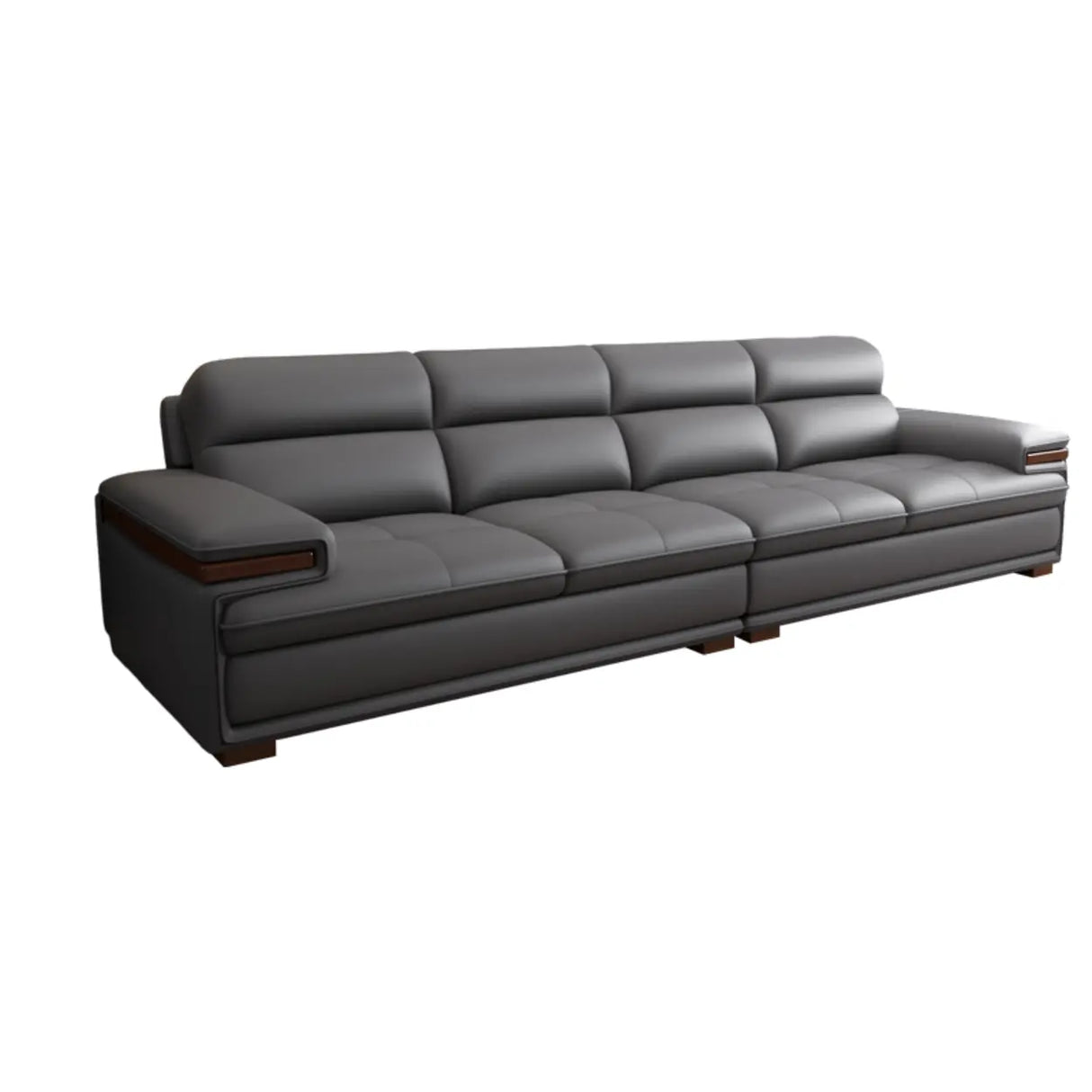 Luxury L-Shape Leather Stain Resistant Gray Comfort Sofa Image - 3