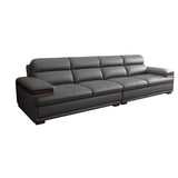 Luxury L-Shape Leather Stain Resistant Gray Comfort Sofa Image - 3