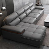 Luxury L-Shape Leather Stain Resistant Gray Comfort Sofa Image - 4