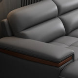 Luxury L-Shape Leather Stain Resistant Gray Comfort Sofa Image - 6