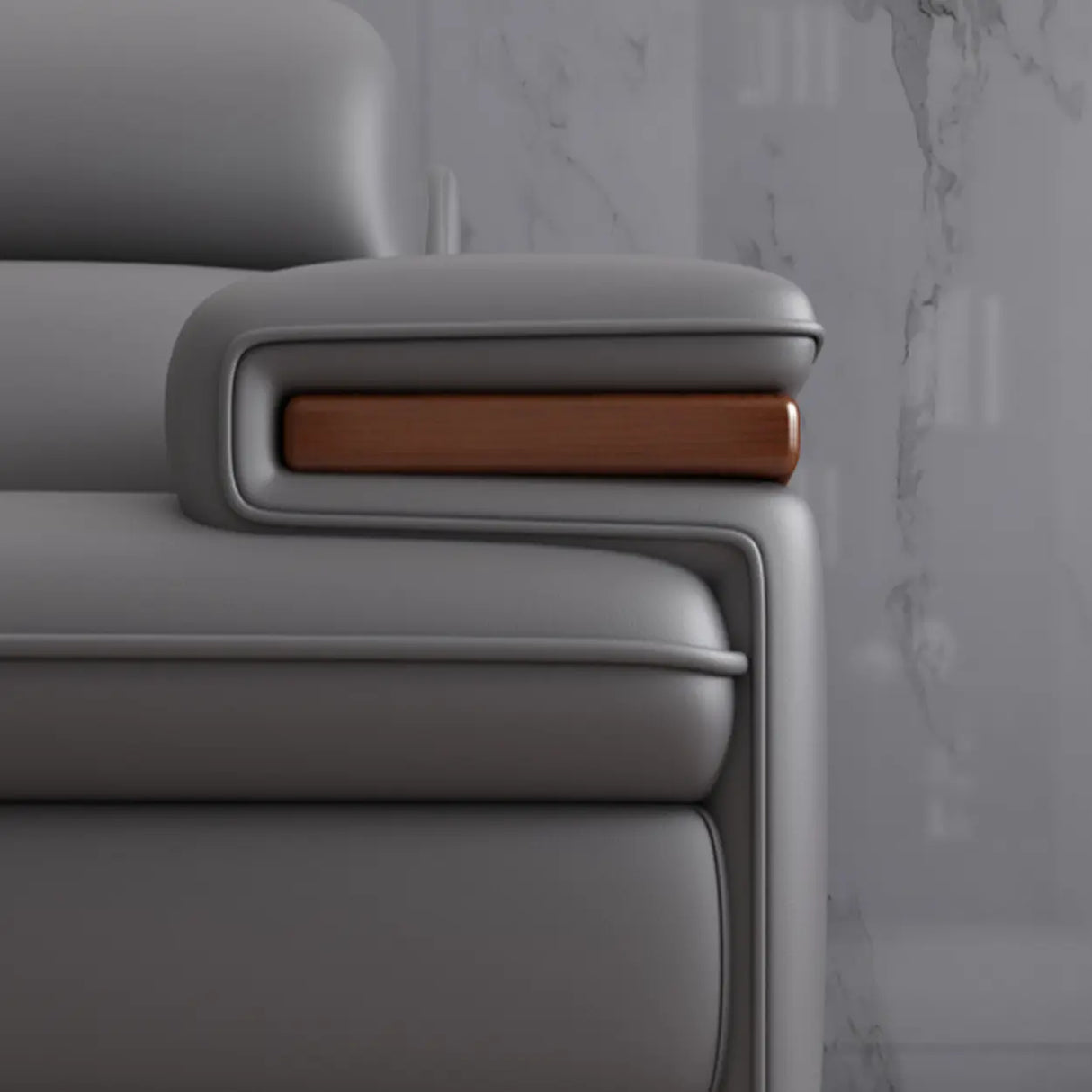 Luxury L-Shape Leather Stain Resistant Gray Comfort Sofa Image - 8