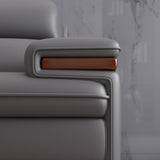 Luxury L-Shape Leather Stain Resistant Gray Comfort Sofa Image - 8