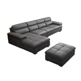 Luxury L-Shape Leather Stain Resistant Gray Comfort Sofa Image - 9