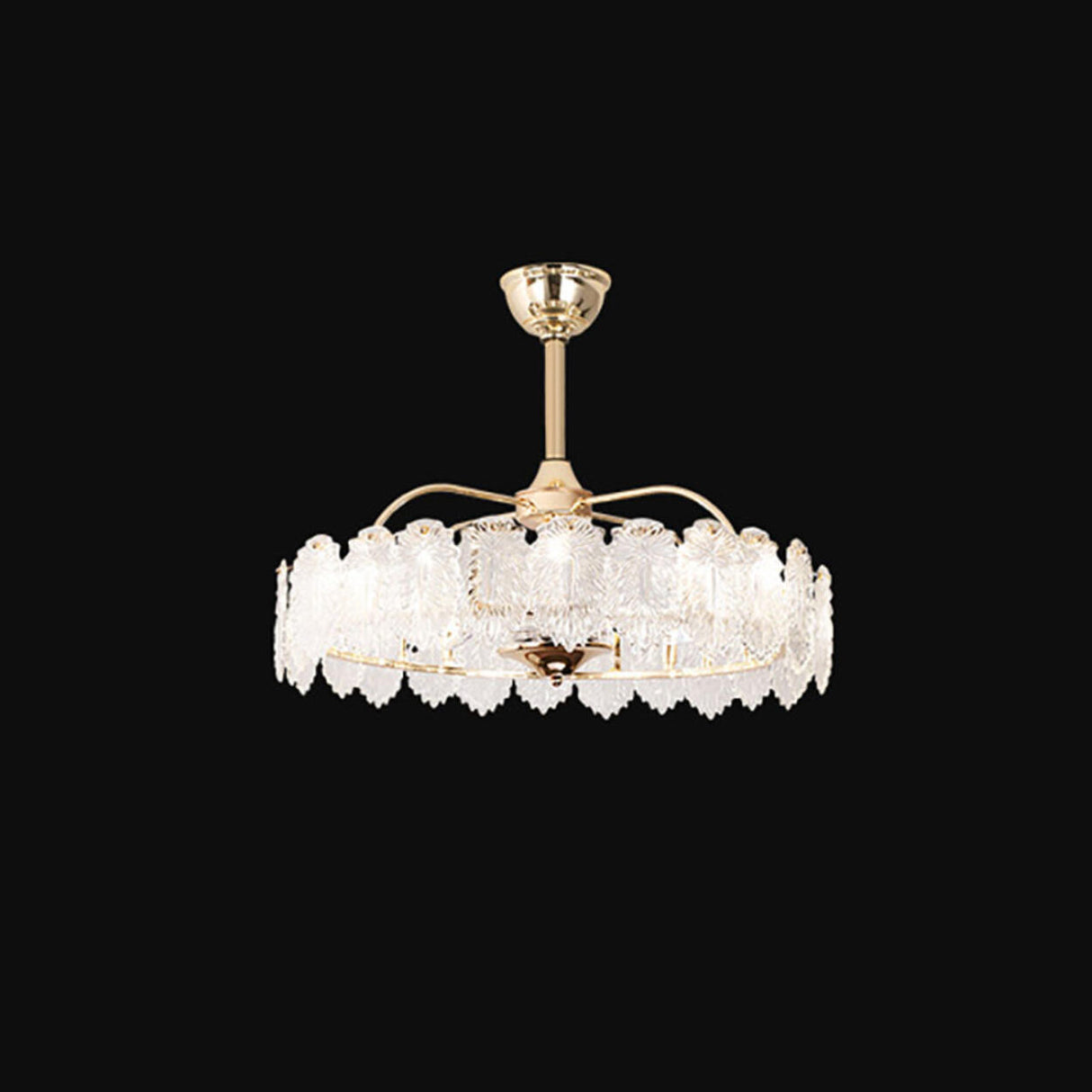 Luxury Leaf Shaped Round Chandelier Ceiling Fan Light Image - 10