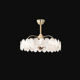 Luxury Leaf Shaped Round Chandelier Ceiling Fan Light Image - 10