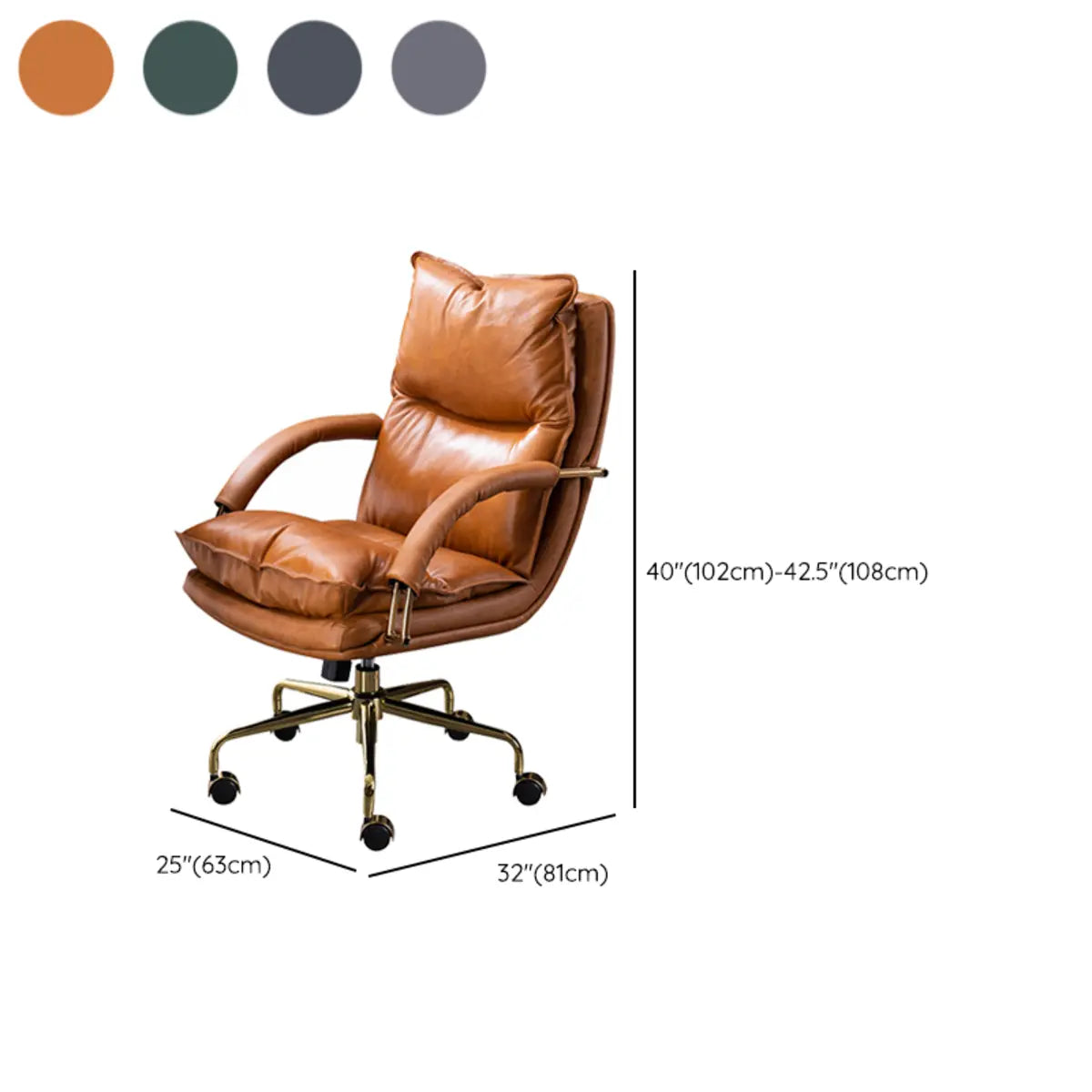 Luxury Leather Ergonomic Swivel Office Chair with Wheels 