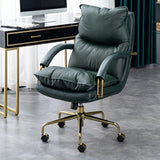 Luxury Leather Ergonomic Swivel Office Chair with Wheels Image - 4