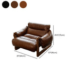 Luxury Leather Loose Back Brown Removable Cushions Accent Chair #size