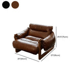 Luxury Leather Loose Back Brown Removable Cushions Accent Chair Image - 13