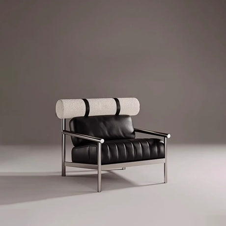 Luxury Leather Upholstery Stainless Steel Frame Accent Chair Image - 1