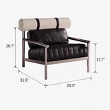 Luxury Leather Upholstery Stainless Steel Frame Accent Chair #size