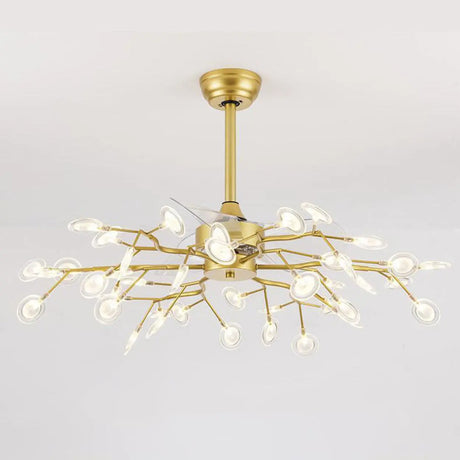 Luxury Modern Gold Firefly Chandelier Fan with Light Image - 2