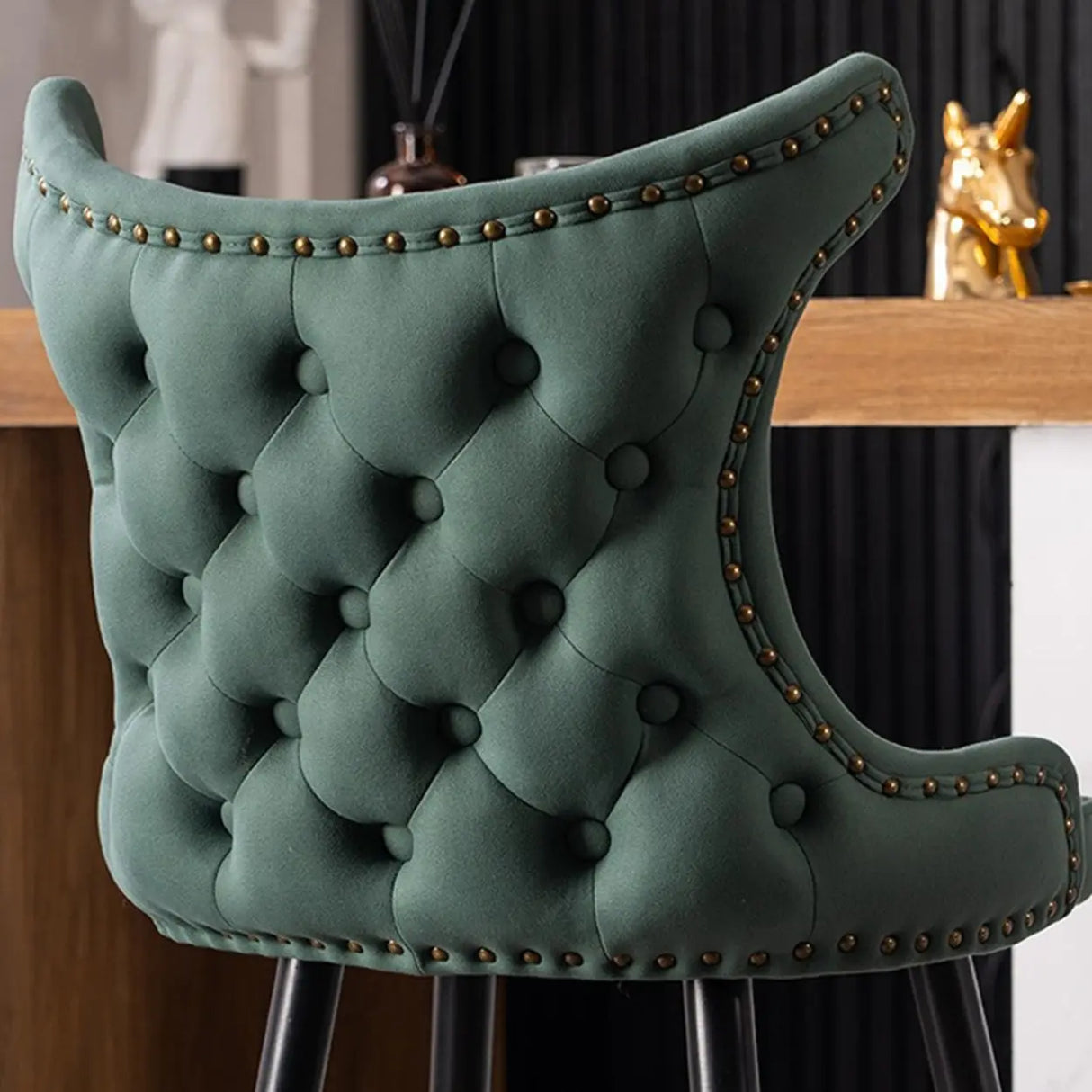 Luxury Orange Upholstered Tall Tufted Wingback Bar Stool Image - 10