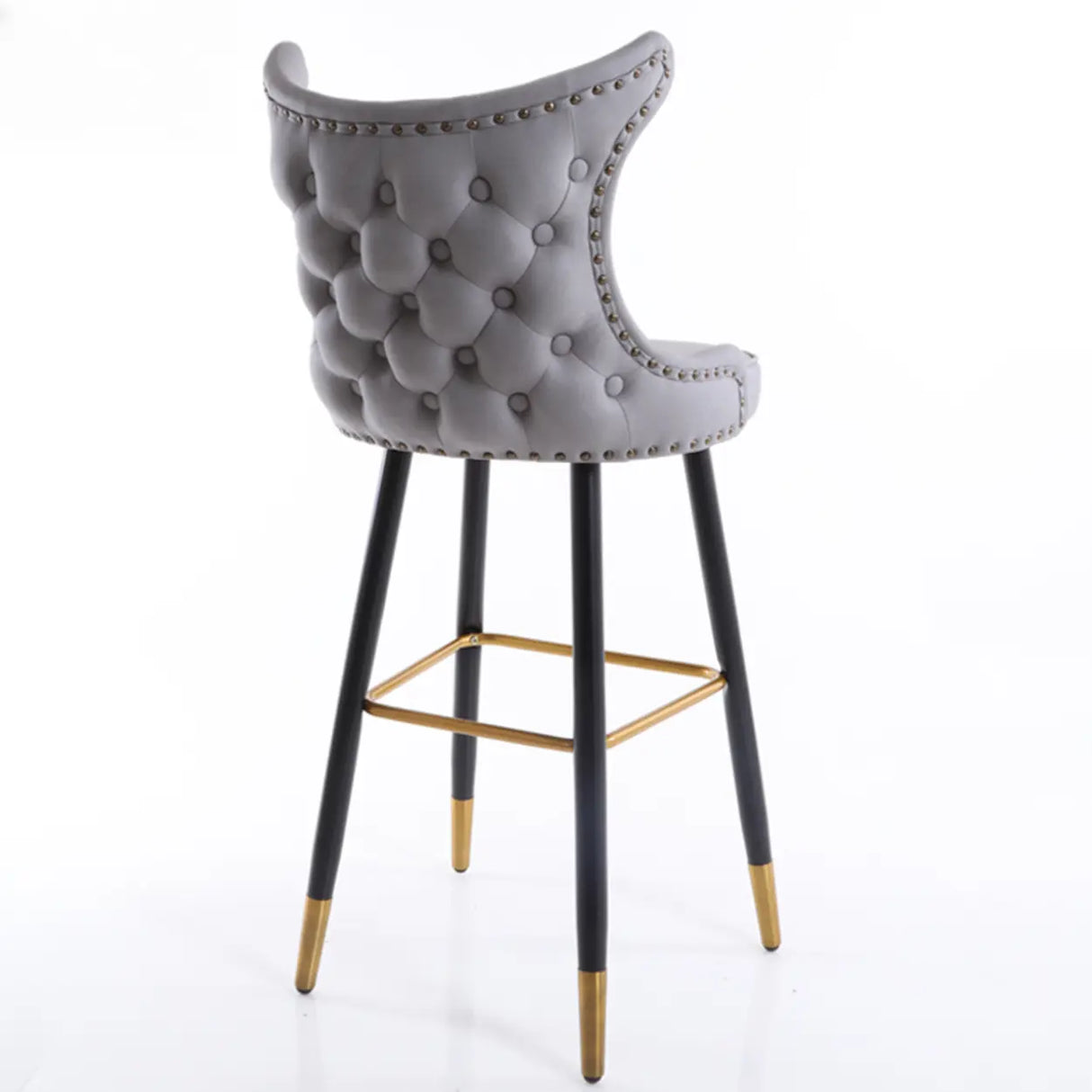 Luxury Orange Upholstered Tall Tufted Wingback Bar Stool Image - 11