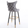 Luxury Orange Upholstered Tall Tufted Wingback Bar Stool Image - 11