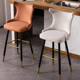 Luxury Orange Upholstered Tall Tufted Wingback Bar Stool Image - 2