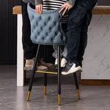 Luxury Orange Upholstered Tall Tufted Wingback Bar Stool Image - 4