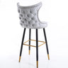 Luxury Orange Upholstered Tall Tufted Wingback Bar Stool Image - 5