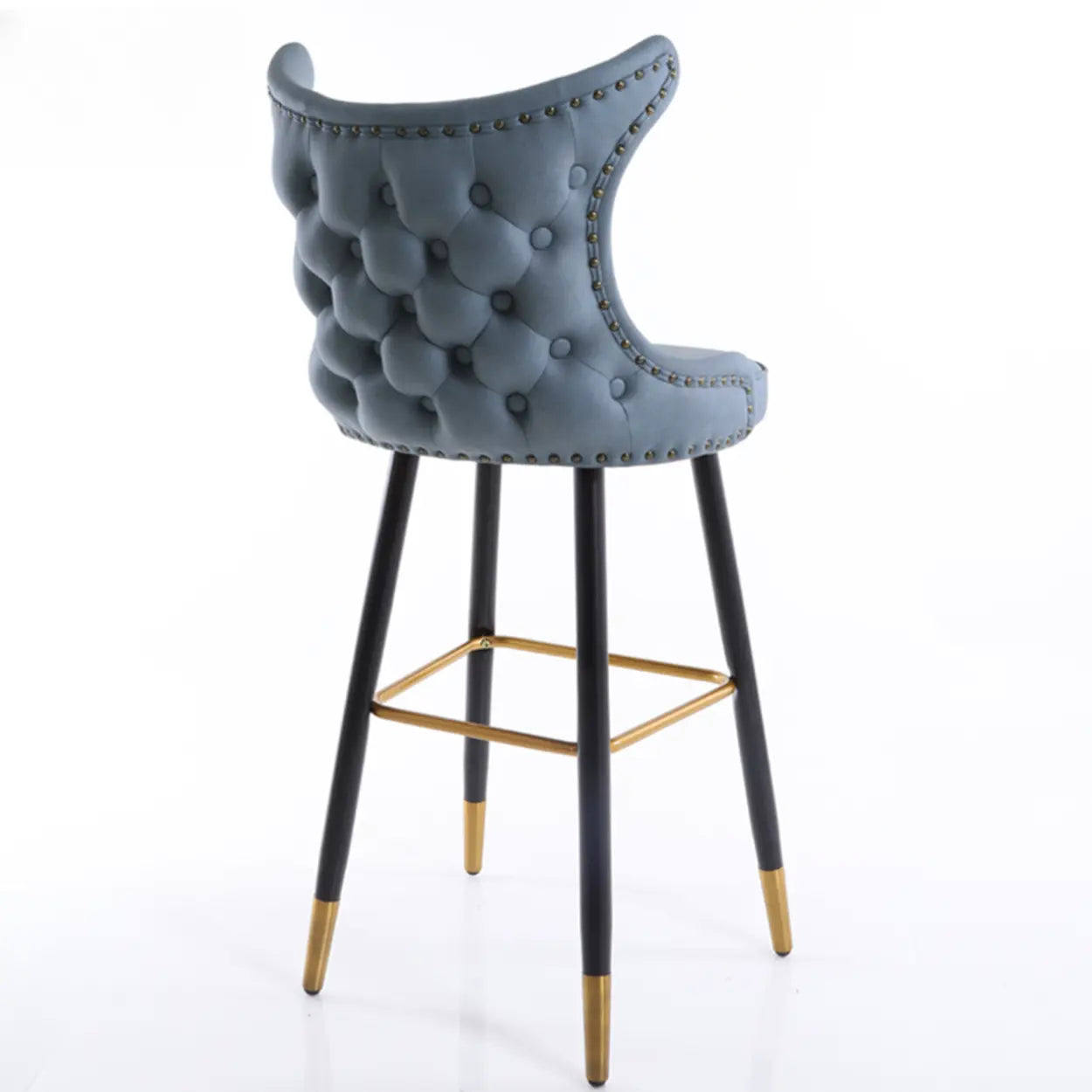 Luxury Orange Upholstered Tall Tufted Wingback Bar Stool Image - 6