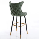 Luxury Orange Upholstered Tall Tufted Wingback Bar Stool Image - 7