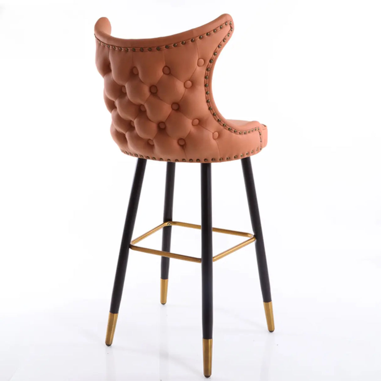 Luxury Orange Upholstered Tall Tufted Wingback Bar Stool Image - 8