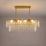Luxury Gold Tiered Oval Glass Island Chandelier Light Image - 5