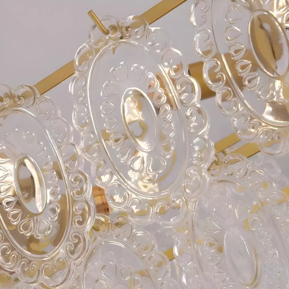 Luxury Gold Tiered Oval Glass Island Chandelier Light Image - 7
