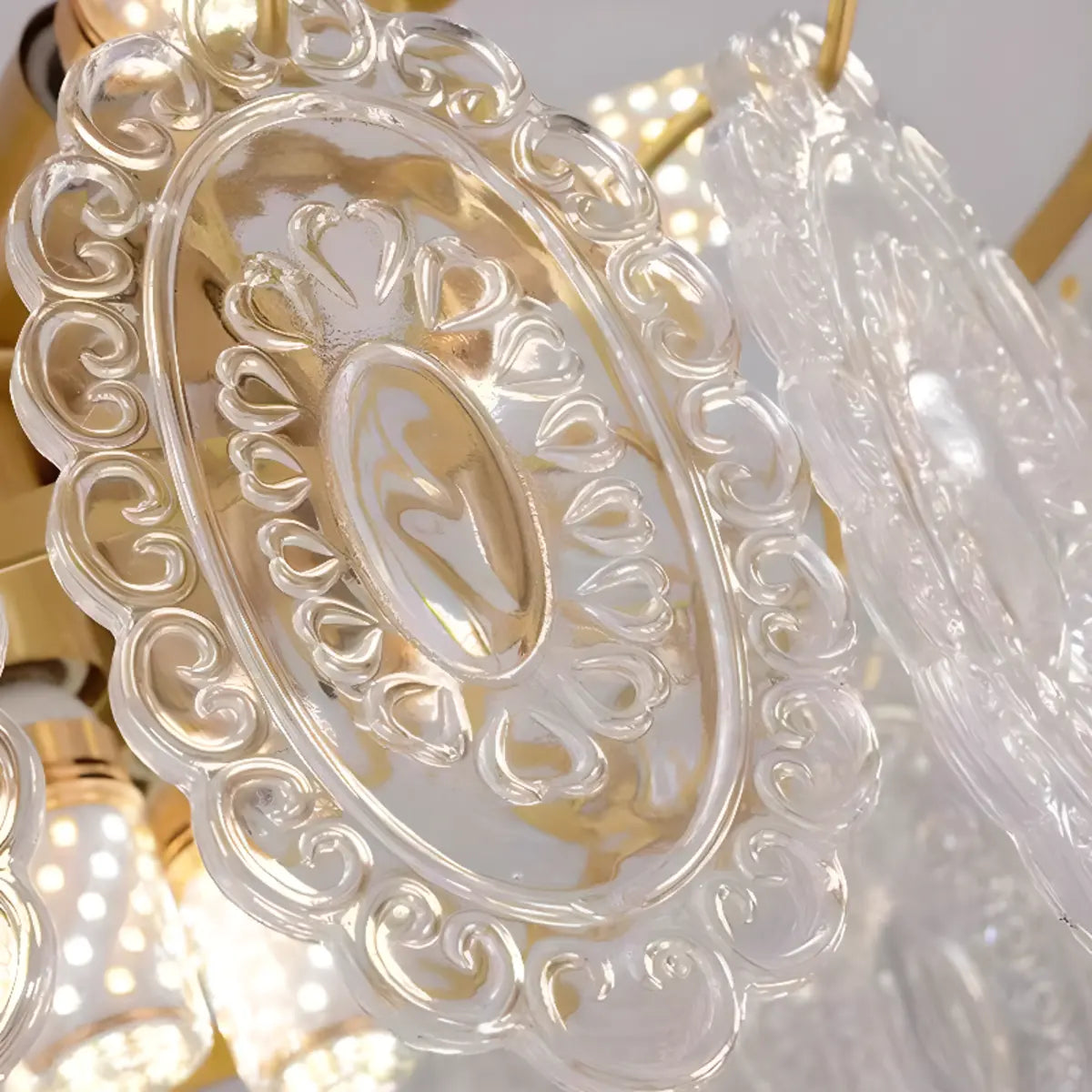 Luxury Gold Tiered Oval Glass Island Chandelier Light Image - 8