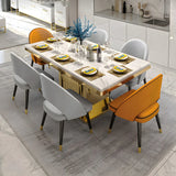 Luxury Rectangle White Marble Scratch Resistant Dining Table Image - 10