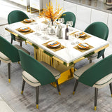 Luxury Rectangle White Marble Scratch Resistant Dining Table Image - 1