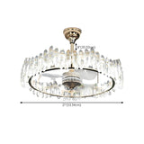 Luxury Ring Retractable Blade Crystal Ceiling Fan Light Image - 12