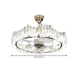 Luxury Ring Retractable Blade Crystal Ceiling Fan Light Image - 18