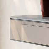 Luxury Stone Abstract Base Beige Decorative Console Table Image - 10