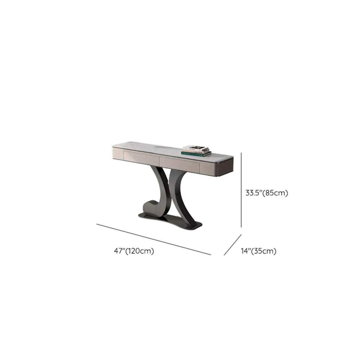 Luxury Stone Abstract Base Beige Decorative Console Table 