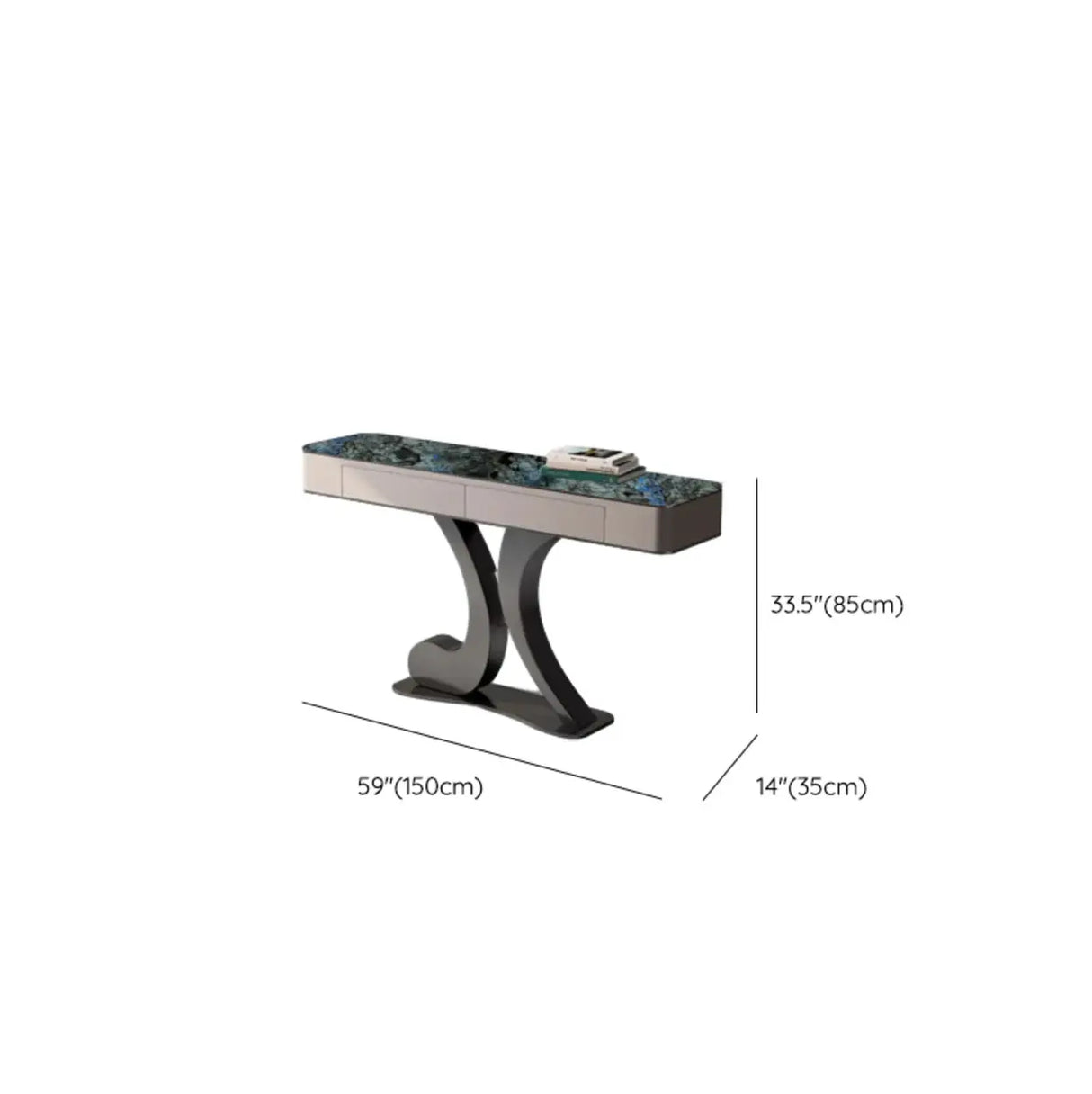 Luxury Stone Abstract Base Beige Decorative Console Table Image - 18