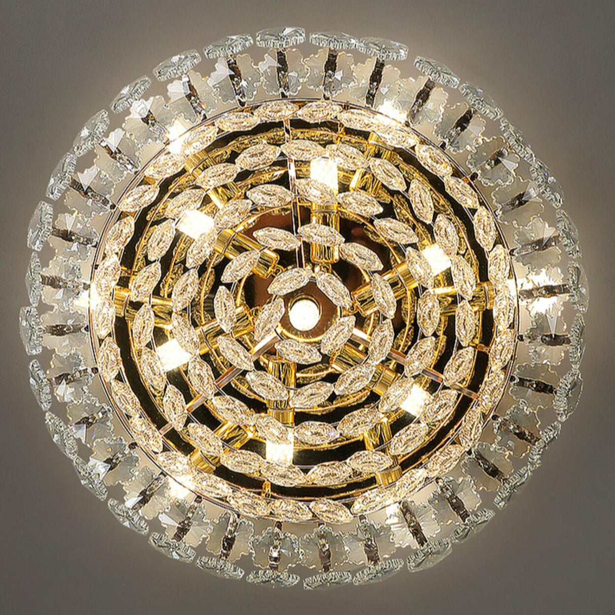Luxury Symmetrical Gold Crystal Semi-Flush Mount Light Image - 15