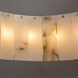 Luxury Tiered Brass and Alabaster Circular Hanging Chandelier Image - 5