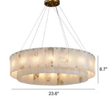 Luxury Tiered Brass and Alabaster Circular Hanging Chandelier #size