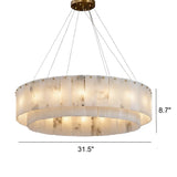 Luxury Tiered Brass and Alabaster Circular Hanging Chandelier Image - 7