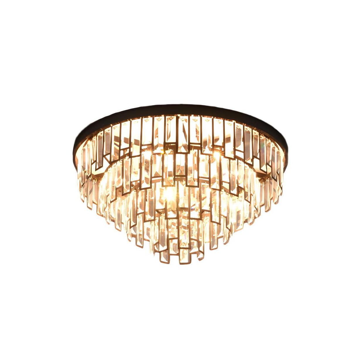Luxury Tiered Crystal Strip Flush Mount Ceiling Light Image - 3