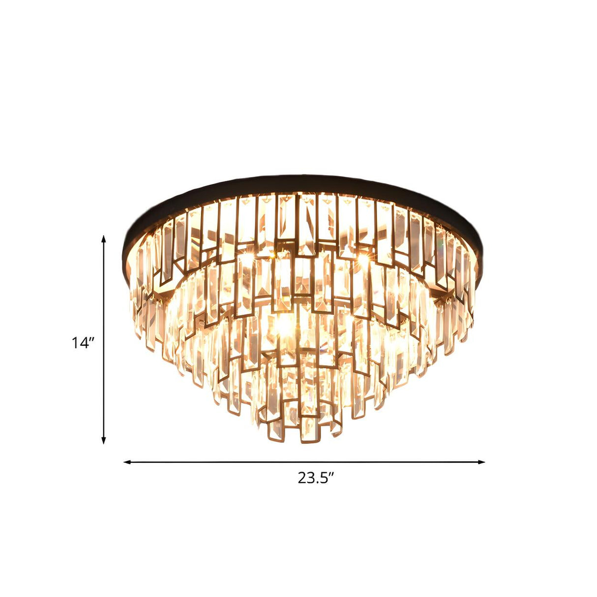 Luxury Tiered Crystal Strip Flush Mount Ceiling Light Image - 4