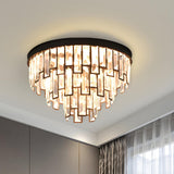 Luxury Tiered Crystal Strip Flush Mount Ceiling Light Image - 5