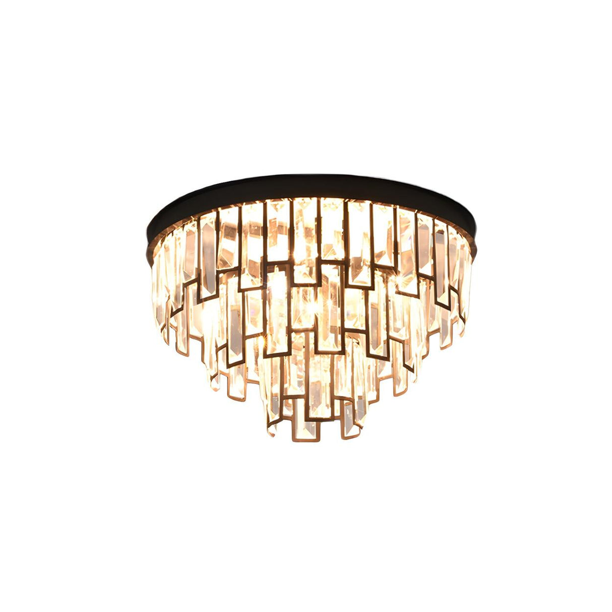 Luxury Tiered Crystal Strip Flush Mount Ceiling Light Image - 8