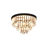 Luxury Tiered Crystal Strip Flush Mount Ceiling Light Image - 8