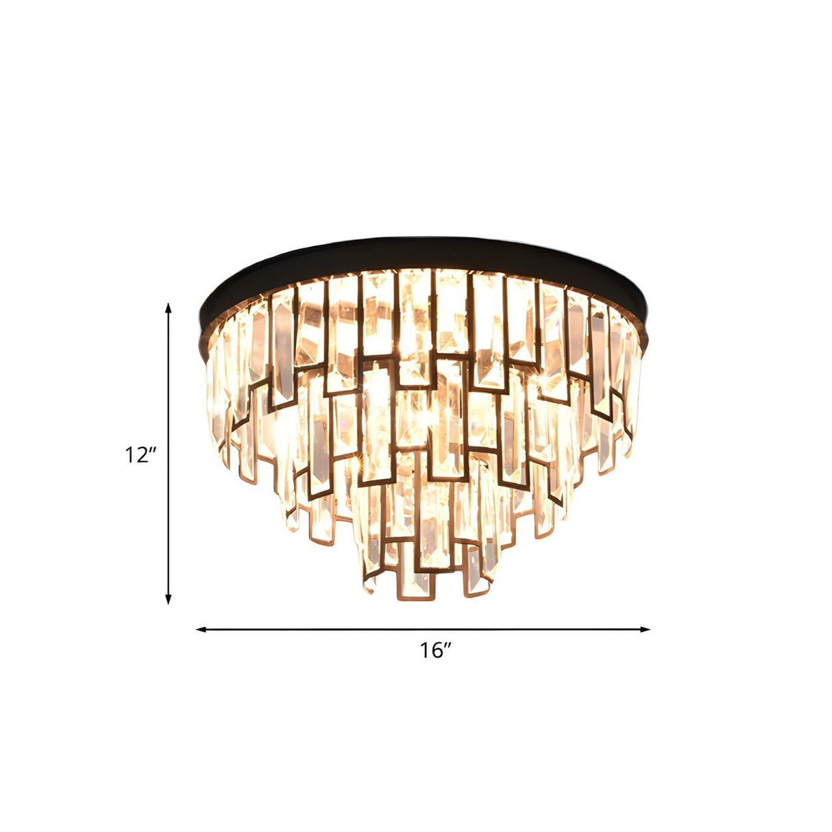 Luxury Tiered Crystal Strip Flush Mount Ceiling Light Image - 9