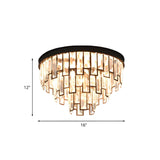 Luxury Tiered Crystal Strip Flush Mount Ceiling Light Image - 9