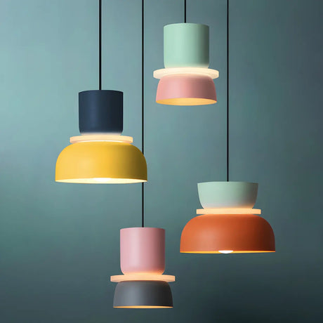 Macaron Mixed-Color Bowl-Shaped LED Pendant Light Image - 1
