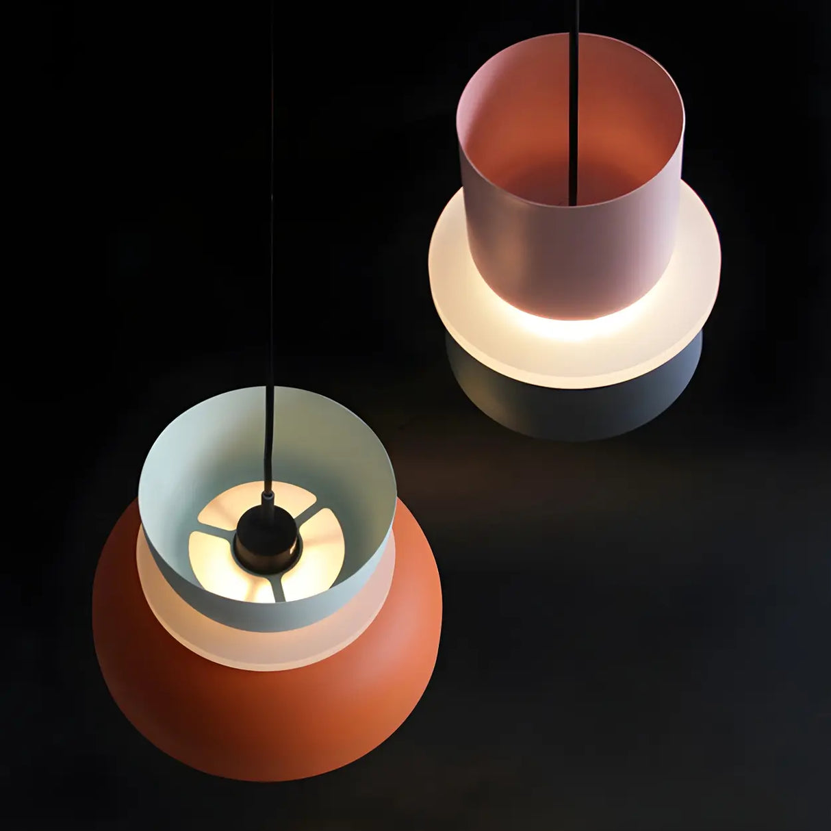 Macaron Mixed-Color Bowl-Shaped LED Pendant Light Image - 5