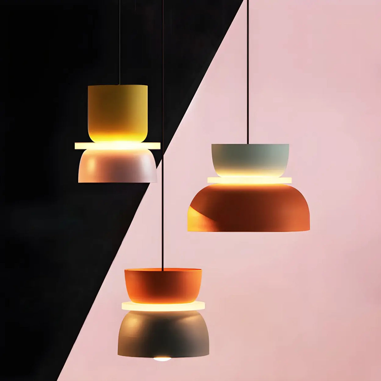 Macaron Mixed-Color Bowl-Shaped LED Pendant Light Image - 7